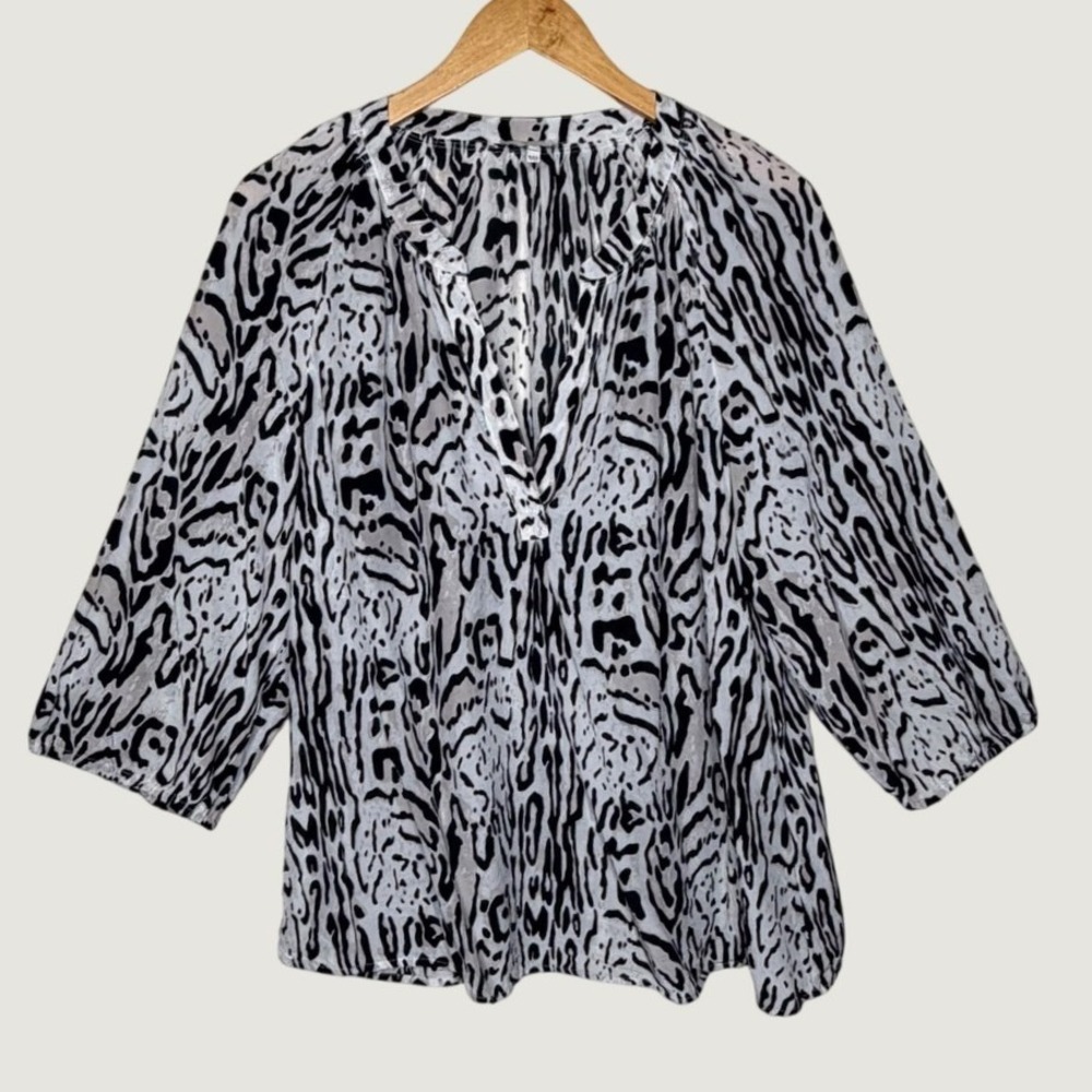 Joie Silk Top Blouse L Addie B Abstract Animal Stripe Luxury Career Casual Flowy